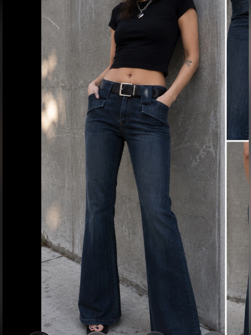 Y2K Low Rise Bootcut Flare Jeans Wide Belt Loops Pocket Detail Allen Schwartz 10